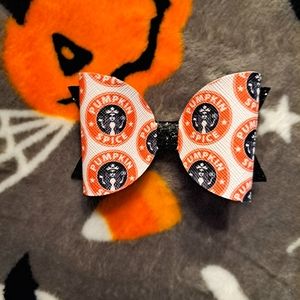 Pumpkin spice starbucks hair bow (clip)